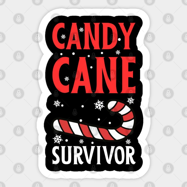 Candy Cane Survivor with Snowflakes Sticker by Creatifly Graphic Tees